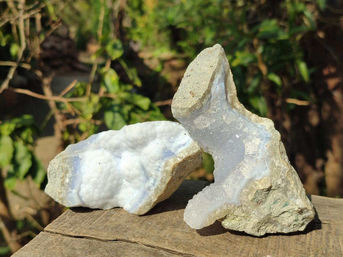 Natural Blue Lace Agate Specimens x 6 From Nsanje, Malawi - Toprock Gemstones and Minerals 