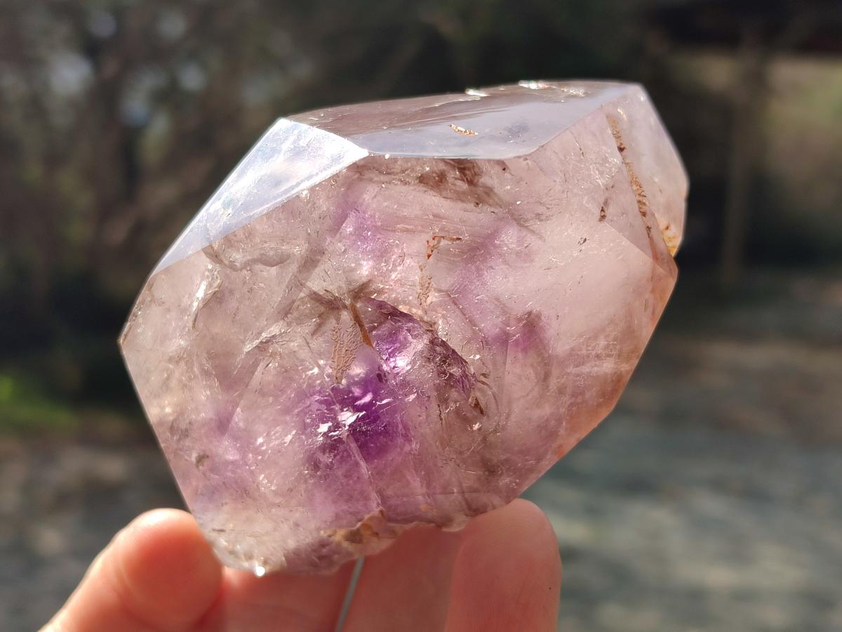 Polished Mixed Window Amethyst Crystals x 2 From Akansobe, Madagascar - Toprock Gemstones and Minerals 