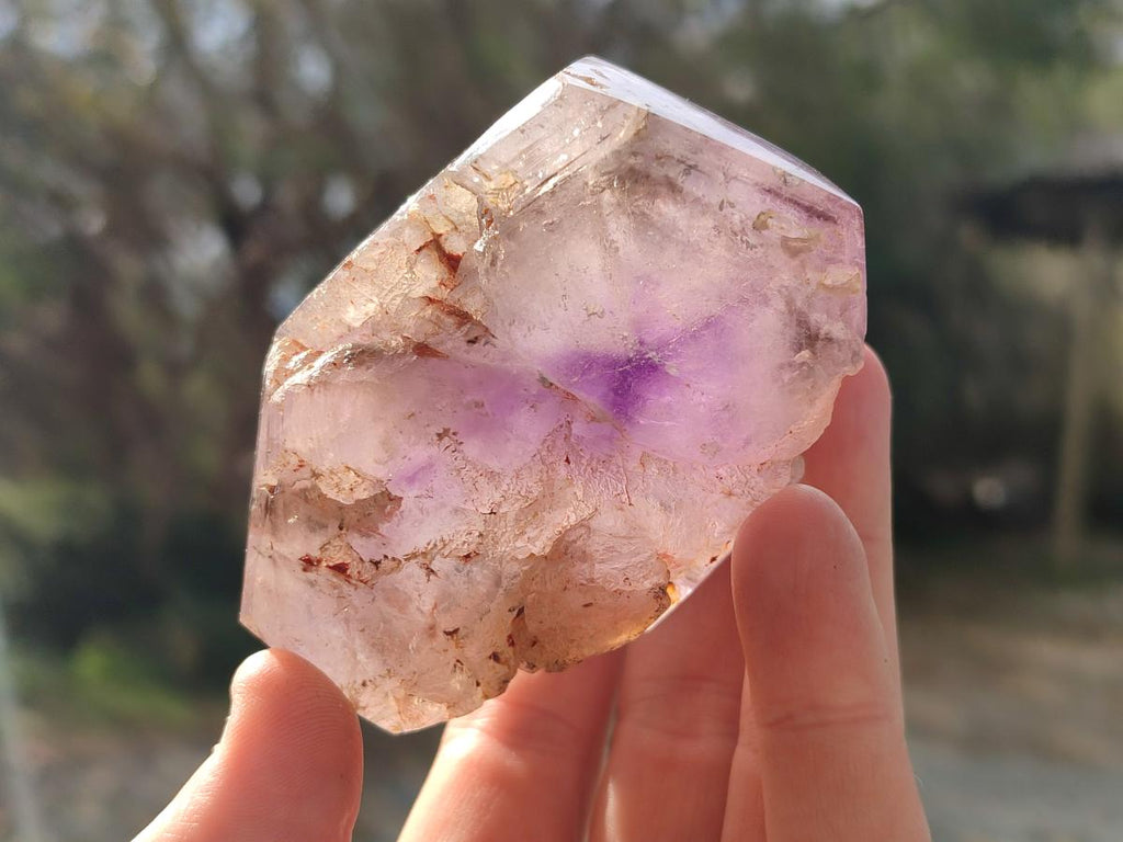 Polished Mixed Window Amethyst Crystals x 2 From Akansobe, Madagascar - Toprock Gemstones and Minerals 