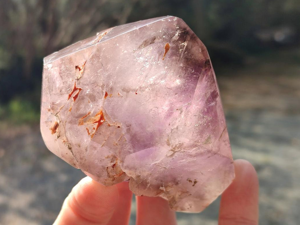 Polished Mixed Window Amethyst Crystals x 2 From Akansobe, Madagascar - Toprock Gemstones and Minerals 
