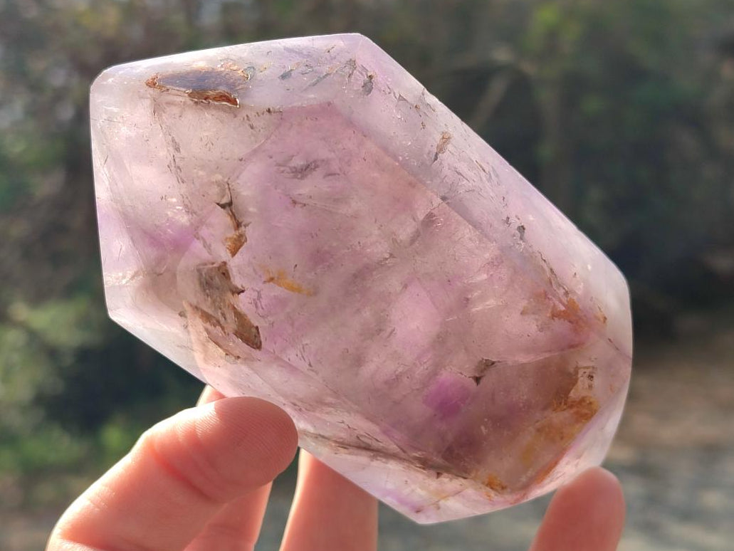 Polished Mixed Window Amethyst Crystals x 2 From Akansobe, Madagascar - Toprock Gemstones and Minerals 