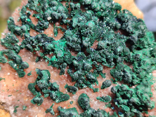 Natural Ball Malachite Specimens Coated with Drusy Quartz on Dolomite x 6 From Mindingi Mine, Kambove, Congo - Toprock Gemstones and Minerals 