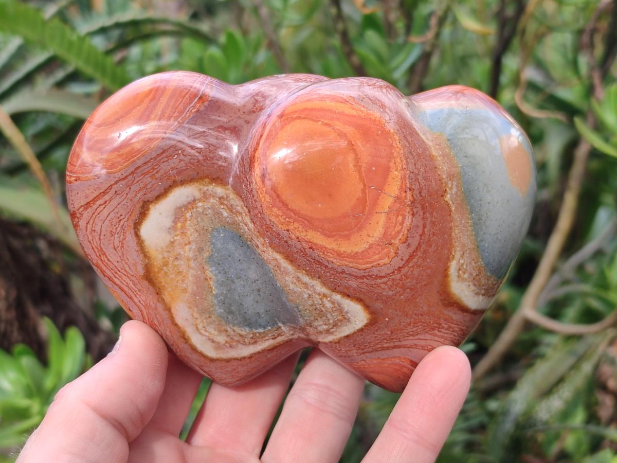 Polished Polychrome Jasper Twin Hearts x 6 From NW Coast, Madagascar - Toprock Gemstones and Minerals 