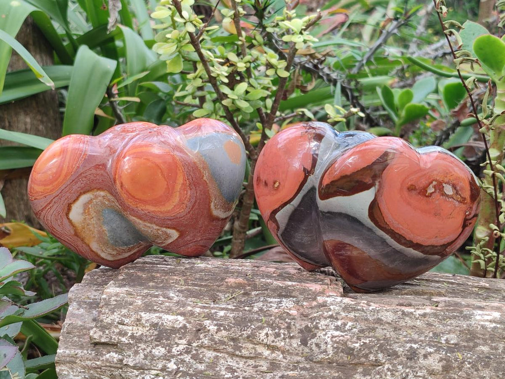 Polished Polychrome Jasper Twin Hearts x 6 From NW Coast, Madagascar - Toprock Gemstones and Minerals 