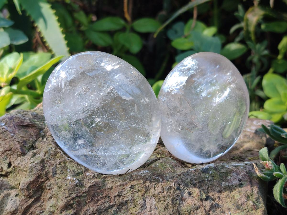 Polished Clear Quartz Crystal Galets x 12 From Madagascar - Toprock Gemstones and Minerals 