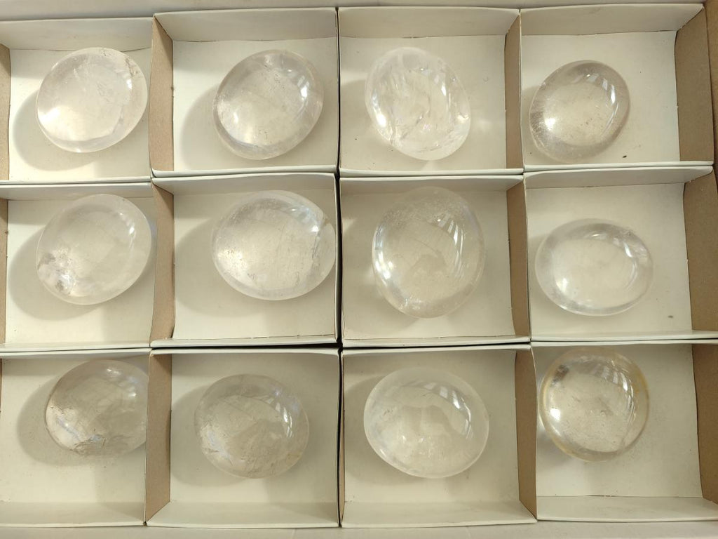Polished Clear Quartz Crystal Galets x 12 From Madagascar - Toprock Gemstones and Minerals 