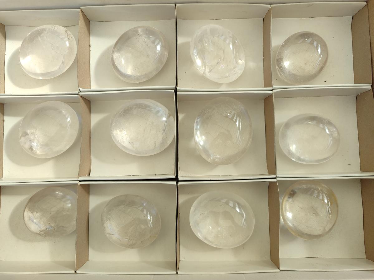 Polished Clear Quartz Crystal Galets x 12 From Madagascar - Toprock Gemstones and Minerals 