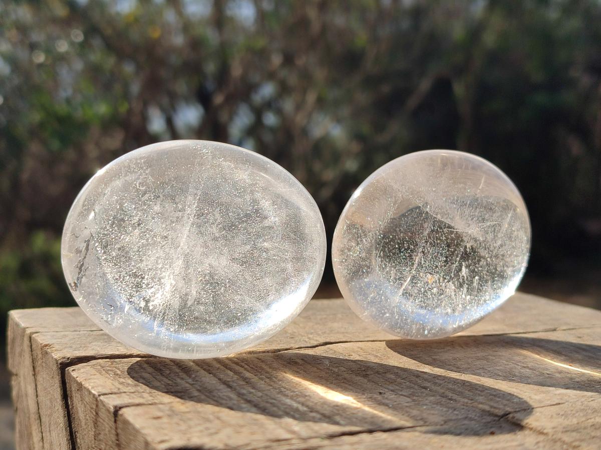 Polished Clear Quartz Crystal Galets x 12 From Madagascar - Toprock Gemstones and Minerals 