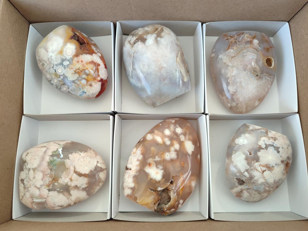 Polished Flower Agate Standing Display Pieces x 6 From Antsahalova, Madagascar - Toprock Gemstones and Minerals 
