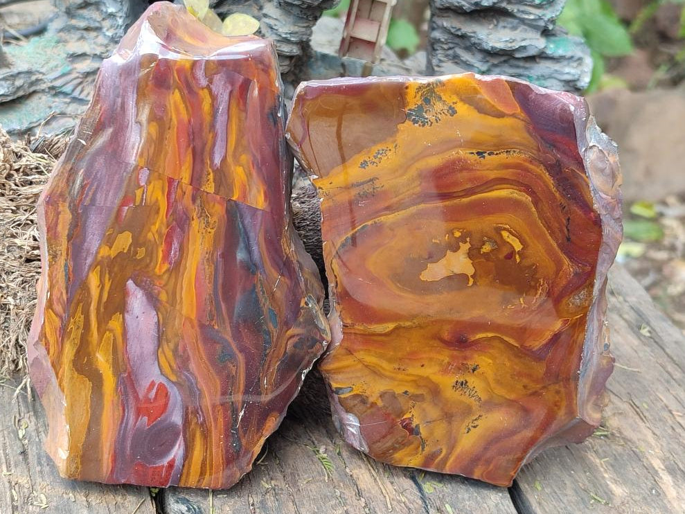 Polished One Side Jupiter Jasper Specimens x 3 From South Africa - Toprock Gemstones and Minerals 
