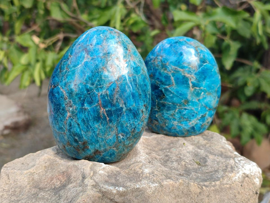 Polished Blue Apatite Standing Display Pieces x 3 From Betroka, Madagascar - Toprock Gemstones and Minerals 