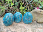 Polished Blue Apatite Standing Display Pieces x 3 From Betroka, Madagascar - Toprock Gemstones and Minerals 