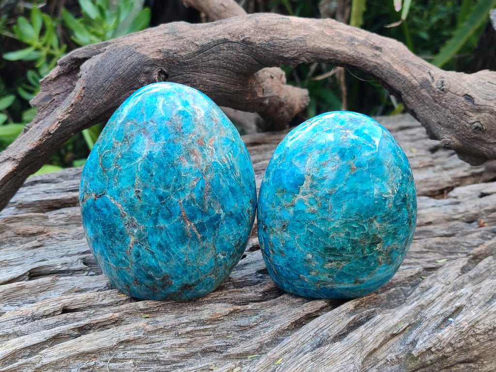 Polished Blue Apatite Standing Display Pieces x 3 From Betroka, Madagascar - Toprock Gemstones and Minerals 