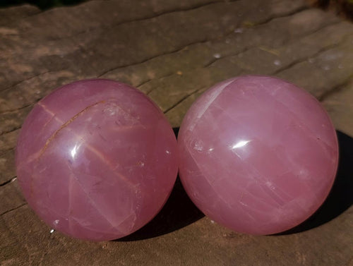 Polished Gemmy Star Rose Quartz Spheres x 3 From Madagascar - Toprock Gemstones and Minerals 