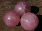 Polished Gemmy Star Rose Quartz Spheres x 3 From Madagascar - Toprock Gemstones and Minerals 