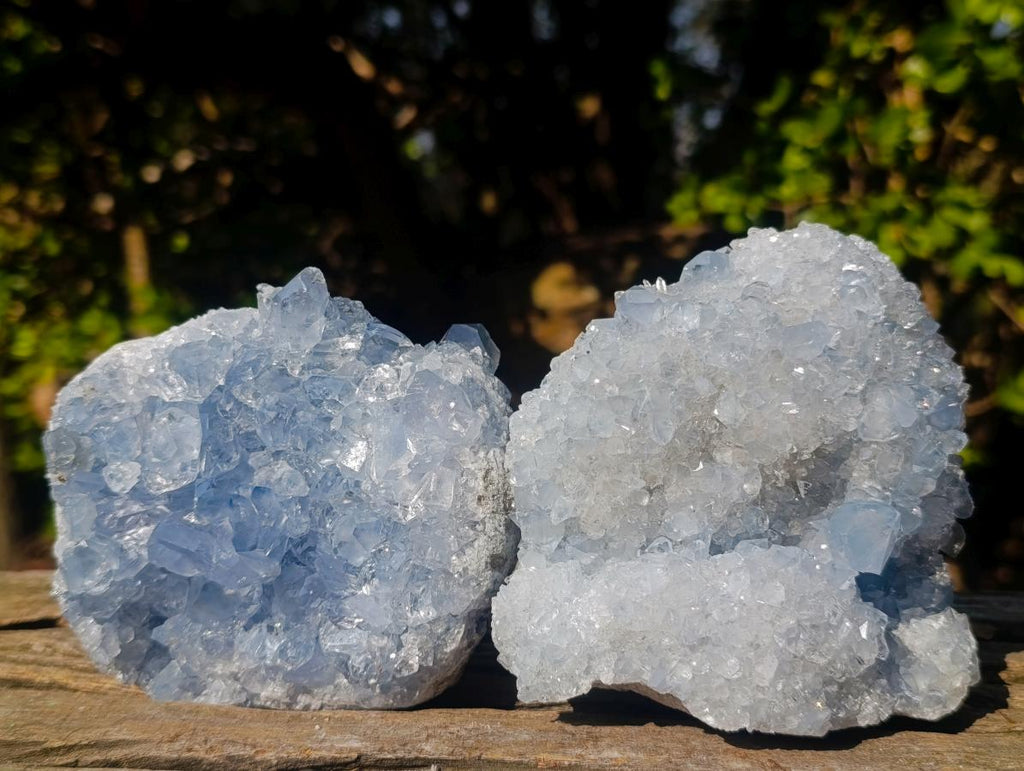 Natural Blue Celestite Specimens x 2 From Sakoany, Madagascar - Toprock Gemstones and Minerals 