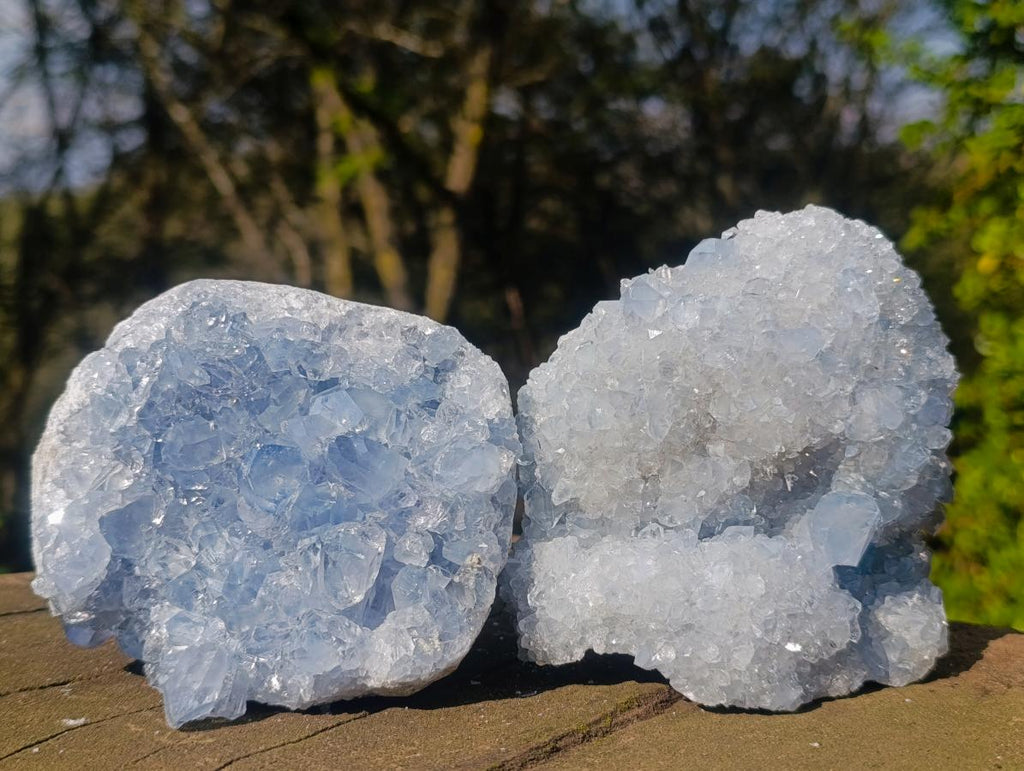 Natural Blue Celestite Specimens x 2 From Sakoany, Madagascar - Toprock Gemstones and Minerals 