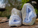 Polished on One Side Blue Lace Agate Geodes x 12 From Nsanje, Malawi - Toprock Gemstones and Minerals 