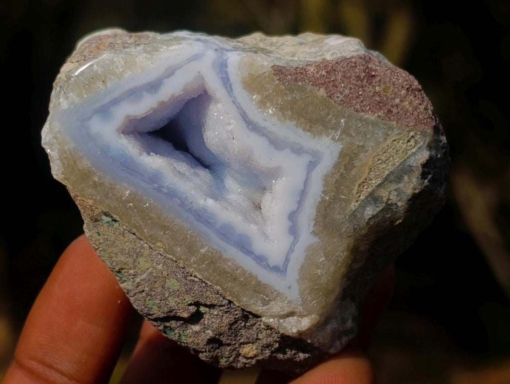 Polished on One Side Blue Lace Agate Geodes x 12 From Nsanje, Malawi - Toprock Gemstones and Minerals 