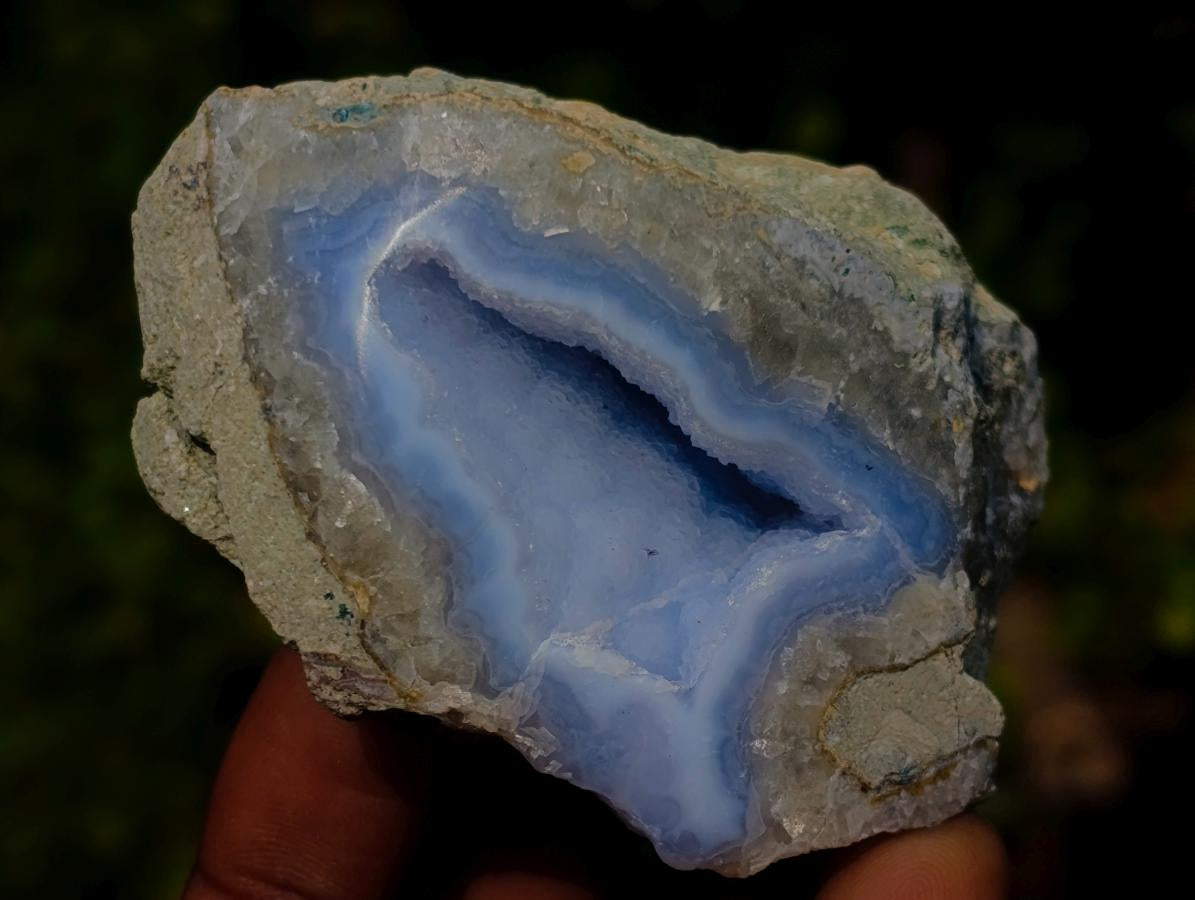 Polished on One Side Blue Lace Agate Geodes x 12 From Nsanje, Malawi - Toprock Gemstones and Minerals 