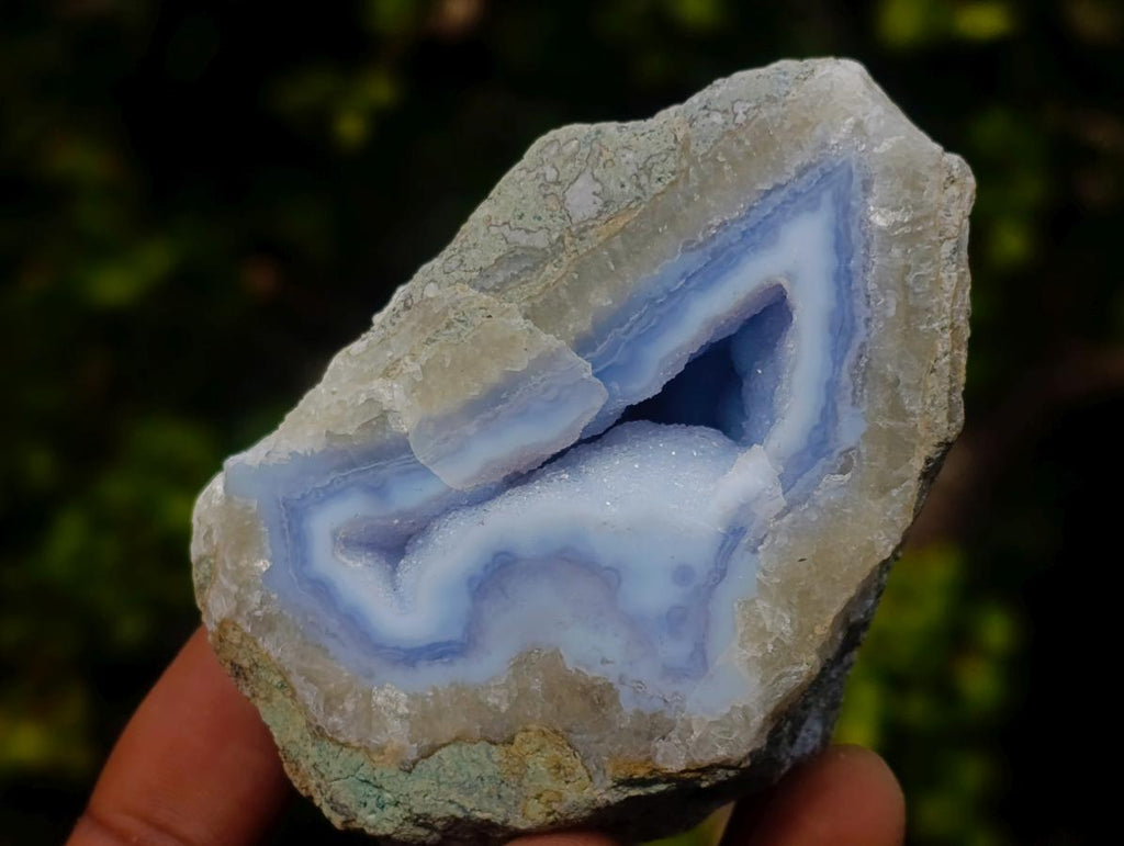 Polished on One Side Blue Lace Agate Geodes x 12 From Nsanje, Malawi - Toprock Gemstones and Minerals 