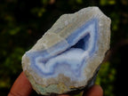 Polished on One Side Blue Lace Agate Geodes x 12 From Nsanje, Malawi - Toprock Gemstones and Minerals 