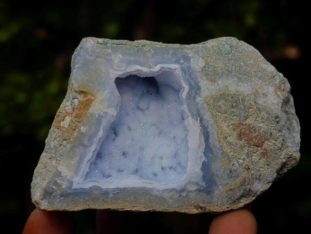 Polished on One Side Blue Lace Agate Geodes x 12 From Nsanje, Malawi - Toprock Gemstones and Minerals 