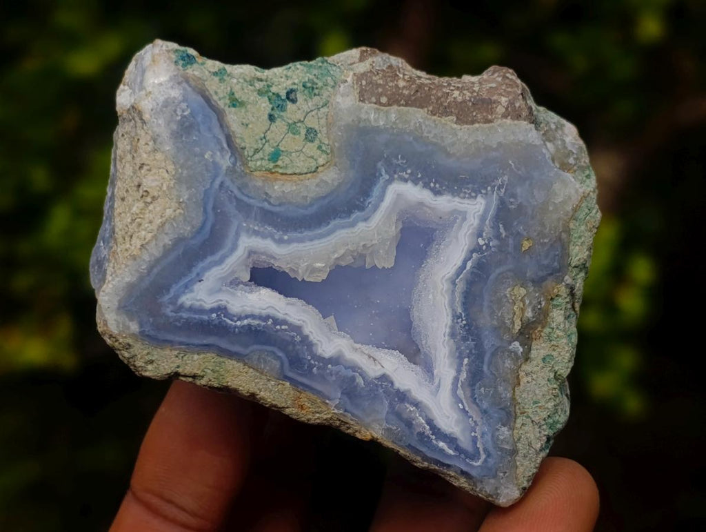 Polished on One Side Blue Lace Agate Geodes x 12 From Nsanje, Malawi - Toprock Gemstones and Minerals 