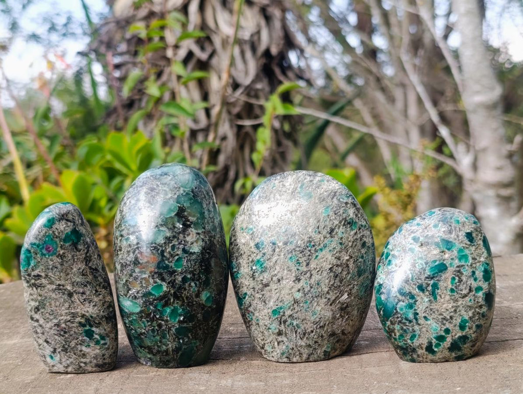 Polished Emerald Mica 'Mutokolite' Standing Display Pieces x 4 From Mutoko, Zimbabwe - Toprock Gemstones and Minerals 