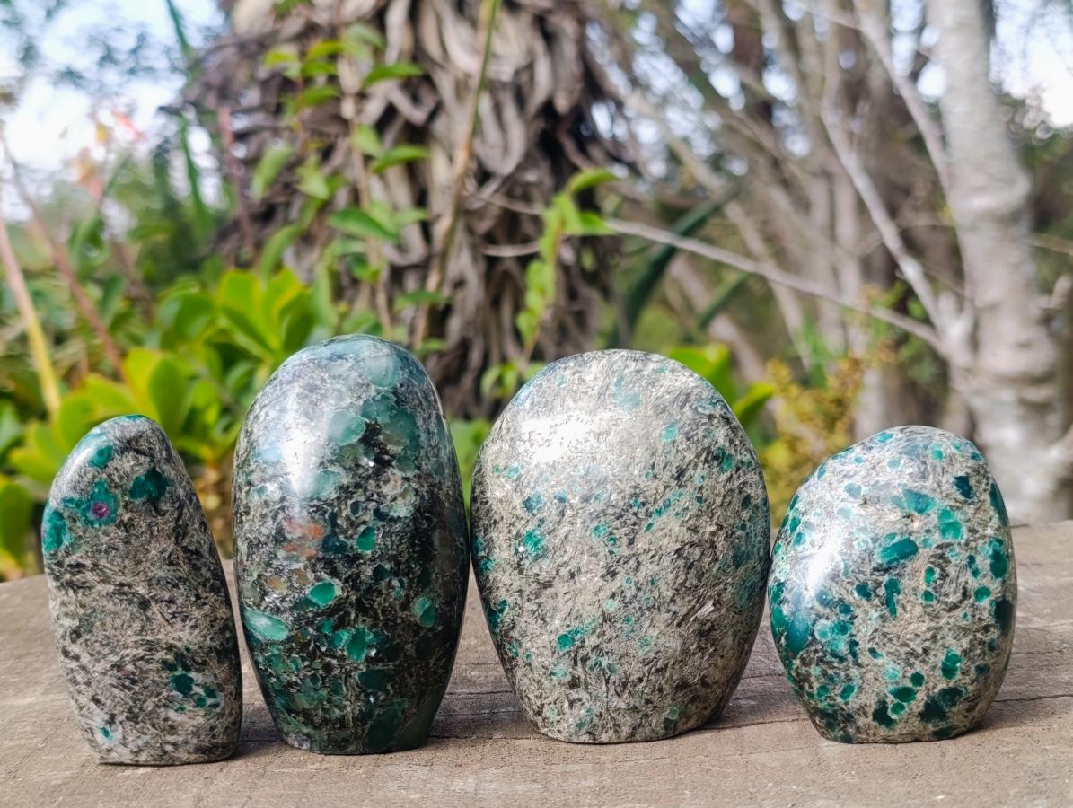 Polished Emerald Mica 'Mutokolite' Standing Display Pieces x 4 From Mutoko, Zimbabwe - Toprock Gemstones and Minerals 