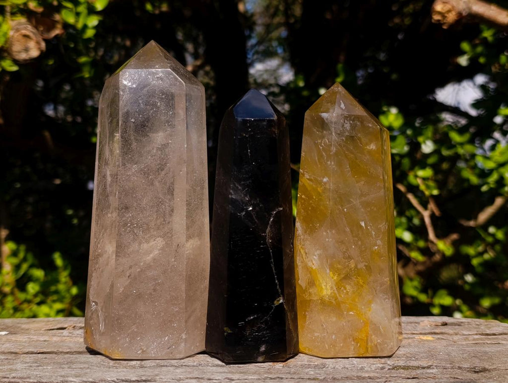 Polished Smokey Quartz Crystals x 3 From Madagascar - Toprock Gemstones and Minerals 
