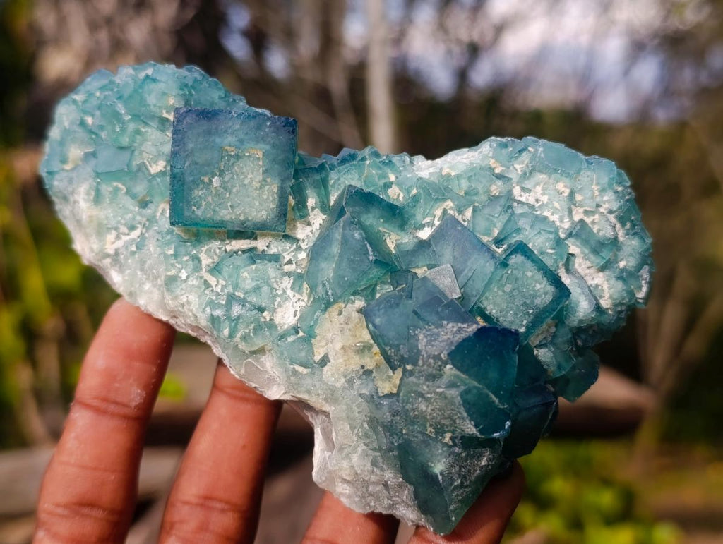 Natural Green Cubic Fluorite Specimens x 6 From Mandrosonoro, Madagascar - Toprock Gemstones and Minerals 