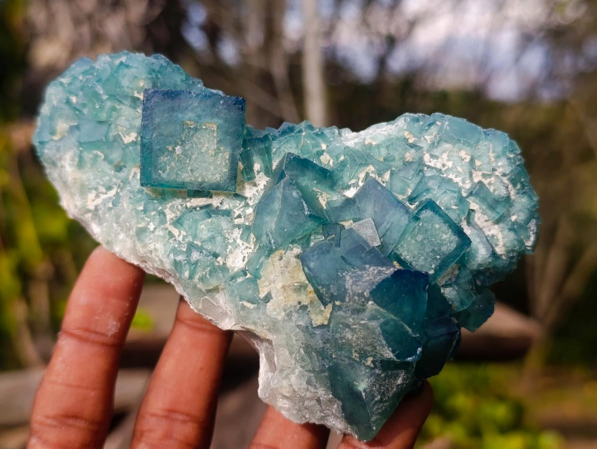 Natural Green Cubic Fluorite Specimens x 6 From Mandrosonoro, Madagascar - Toprock Gemstones and Minerals 