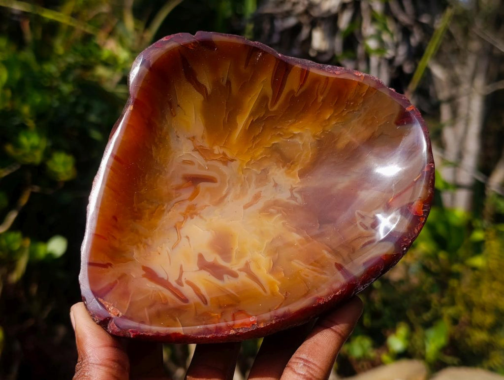 Polished on One Side Carnelian Agate Gemstone Bowls x 2 From Madagascar - Toprock Gemstones and Minerals 