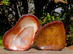 Polished on One Side Carnelian Agate Gemstone Bowls x 2 From Madagascar - Toprock Gemstones and Minerals 