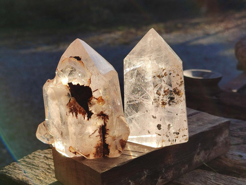 Polished Quartz Crystals with Inclusions x 4 From Madagascar - Toprock Gemstones and Minerals 