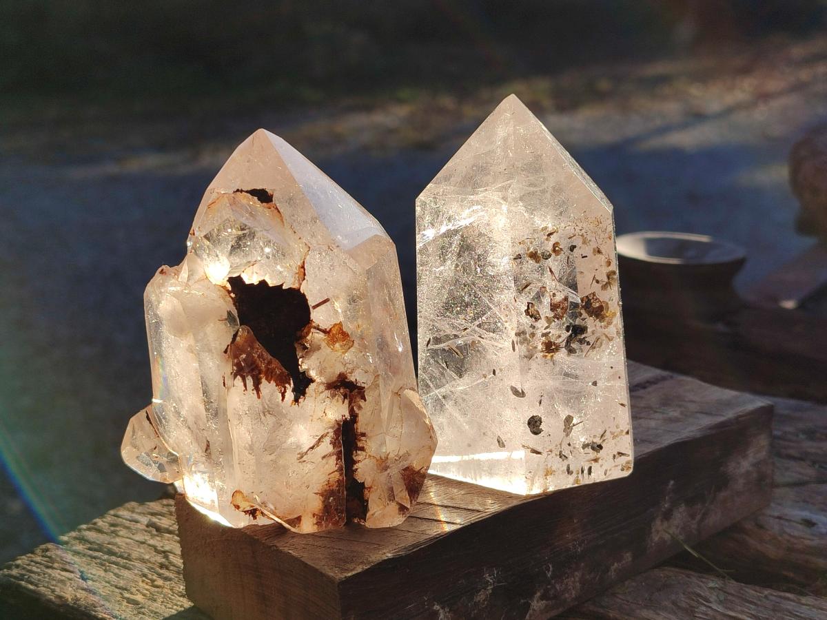 Polished Quartz Crystals with Inclusions x 4 From Madagascar - Toprock Gemstones and Minerals 
