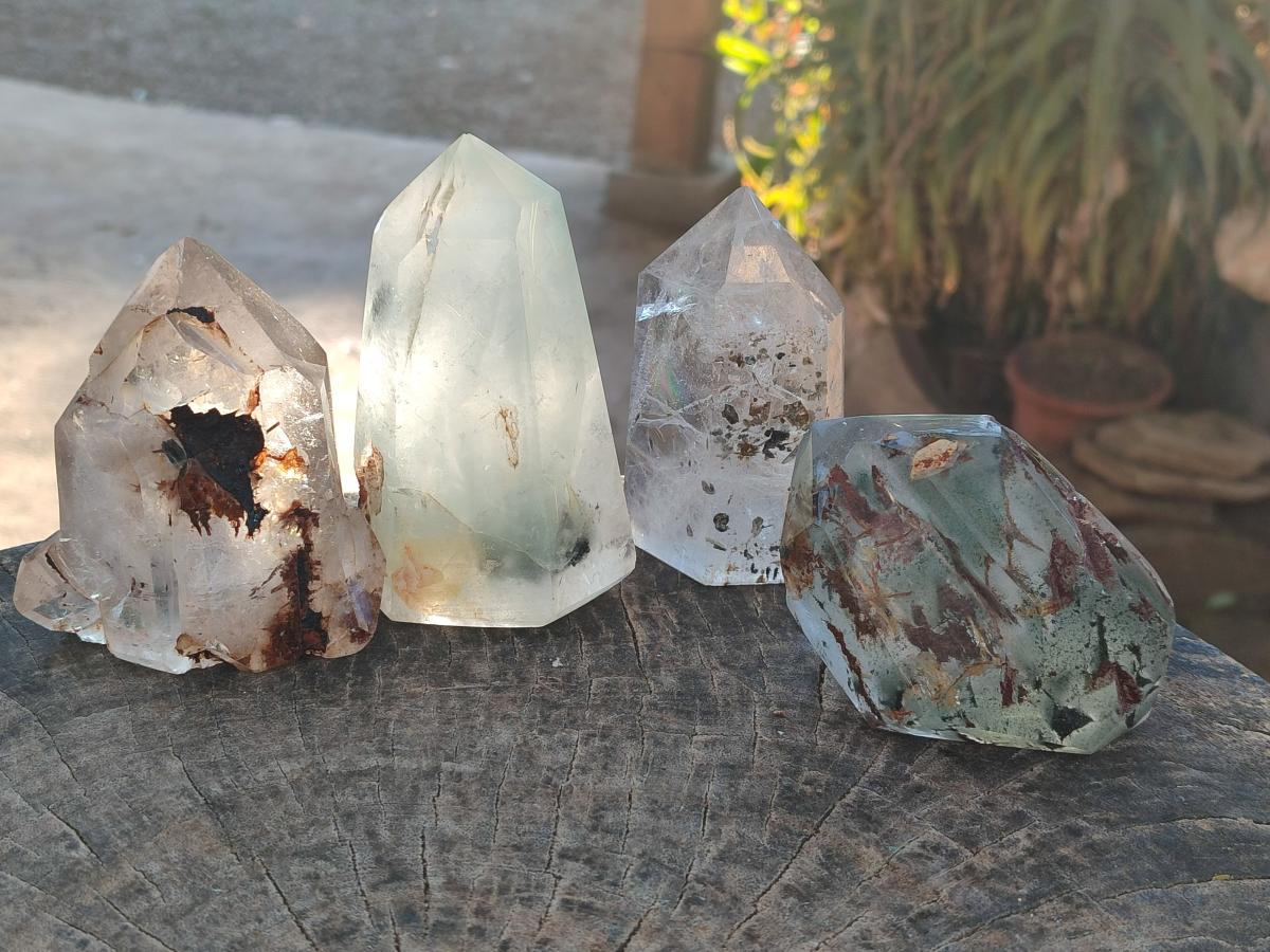 Polished Quartz Crystals with Inclusions x 4 From Madagascar - Toprock Gemstones and Minerals 