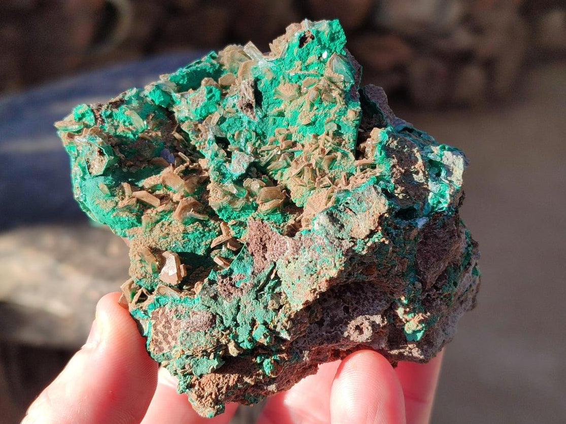 Natural Rare Bladed Barite Specimens with Malachite x 2 From Shangulowé Mine, Congo - Toprock Gemstones and Minerals 