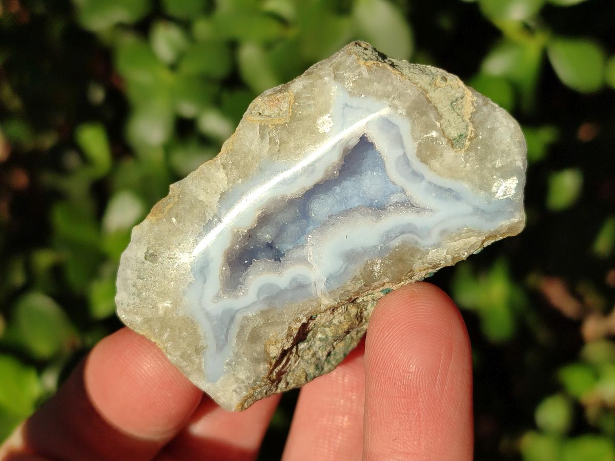 Polished on One Side Blue Lace Agate Geodes x 20 From Nsanje, Malawi - Toprock Gemstones and Minerals 