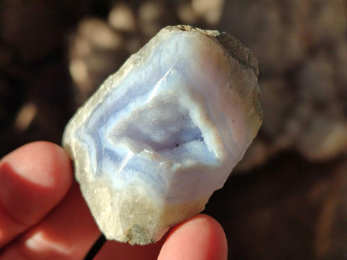 Polished on One Side Blue Lace Agate Geodes x 20 From Nsanje, Malawi - Toprock Gemstones and Minerals 
