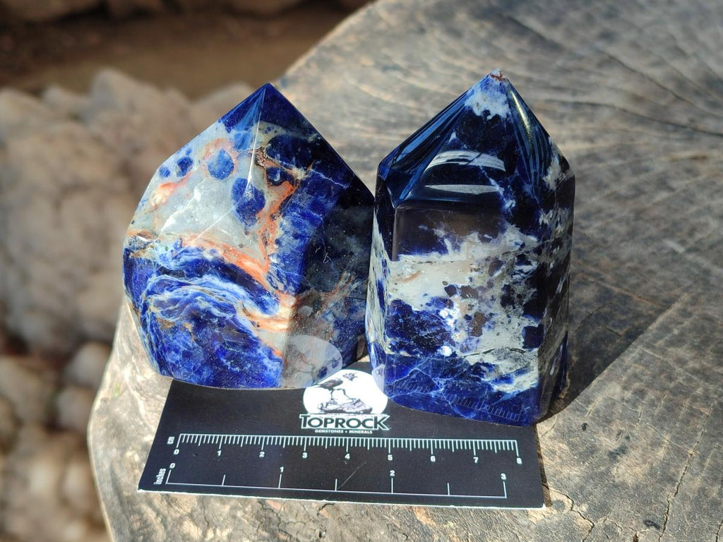 Polished Sodalite Crystals with Silver Hematite x 6 From Kunene River, Namibia - Toprock Gemstones and Minerals 