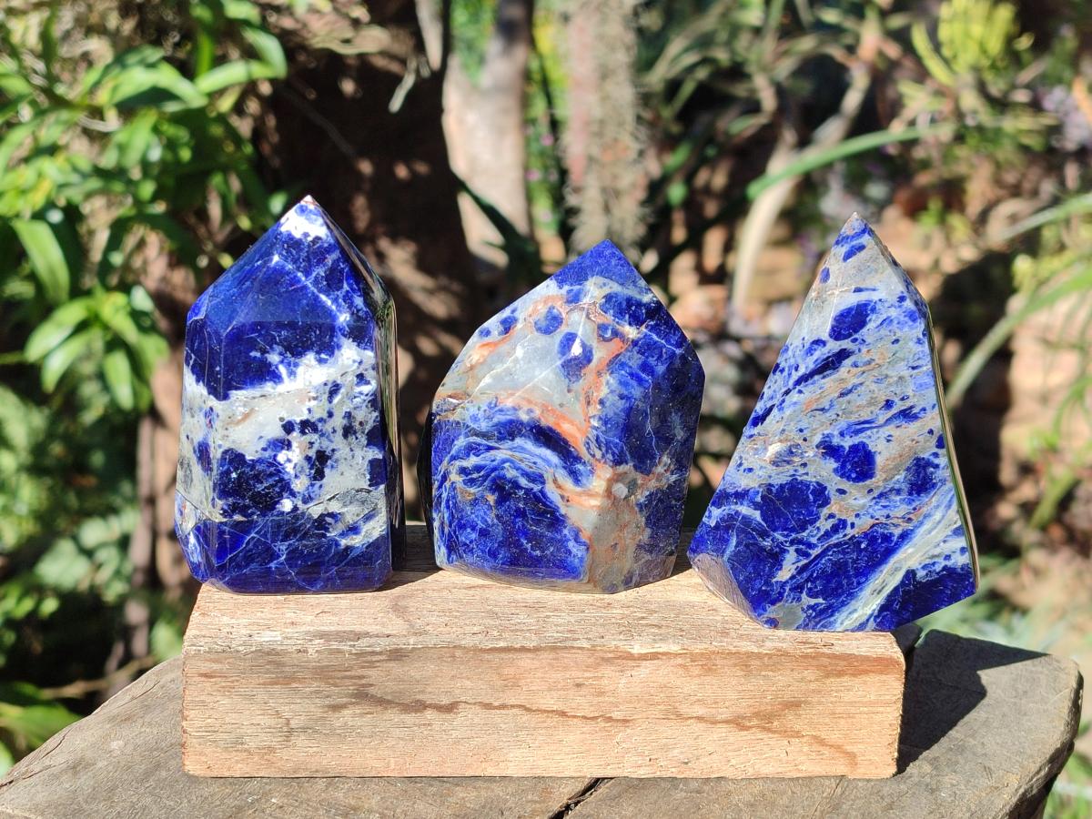 Polished Sodalite Crystals with Silver Hematite x 6 From Kunene River, Namibia - Toprock Gemstones and Minerals 