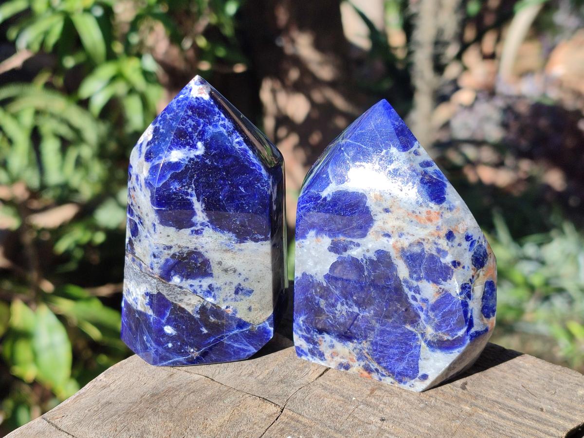 Polished Sodalite Crystals with Silver Hematite x 6 From Kunene River, Namibia - Toprock Gemstones and Minerals 