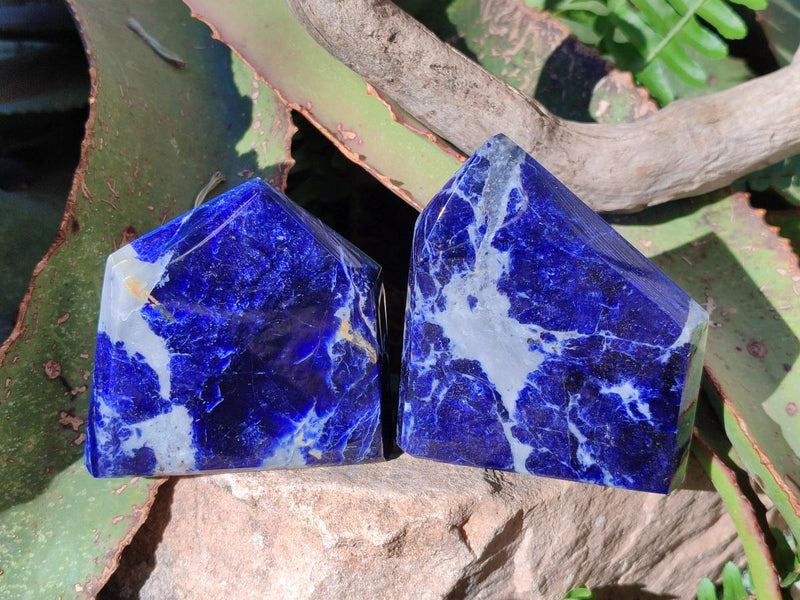 Polished Sodalite Crystals with Silver Hematite x 6 From Kunene River, Namibia - Toprock Gemstones and Minerals 