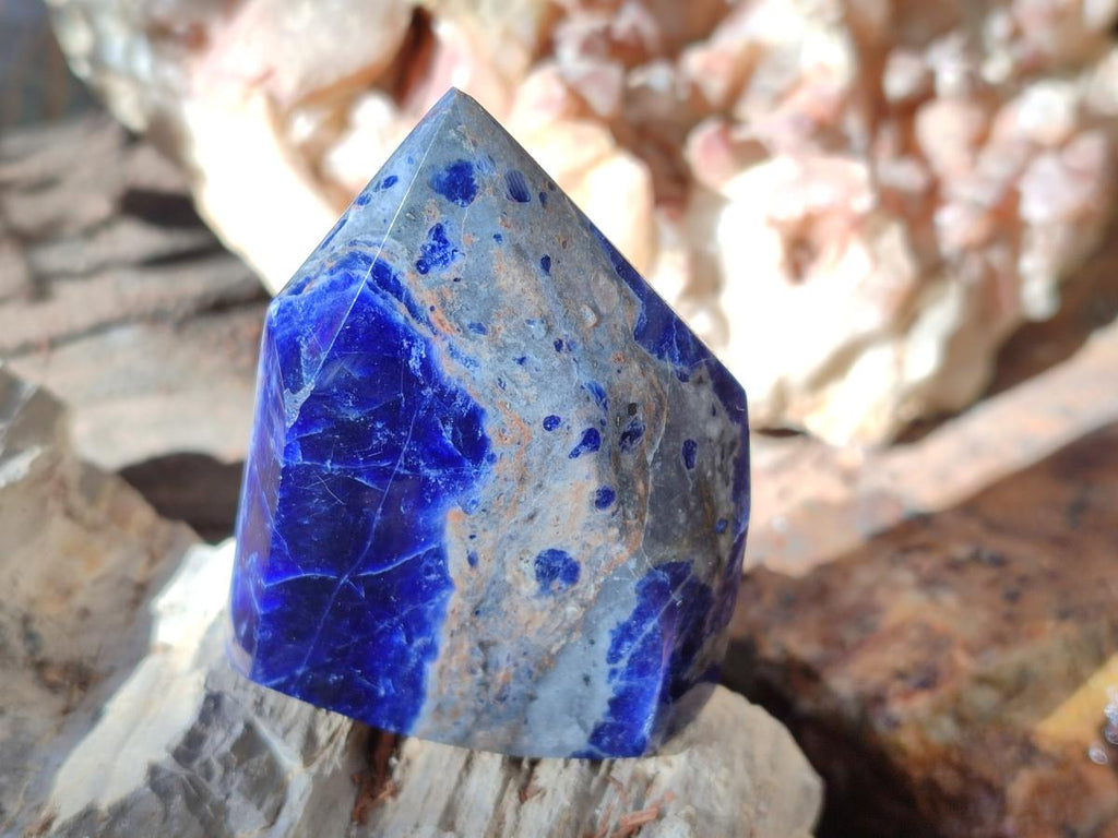 Polished Sodalite Crystals with Silver Hematite x 6 From Kunene River, Namibia - Toprock Gemstones and Minerals 