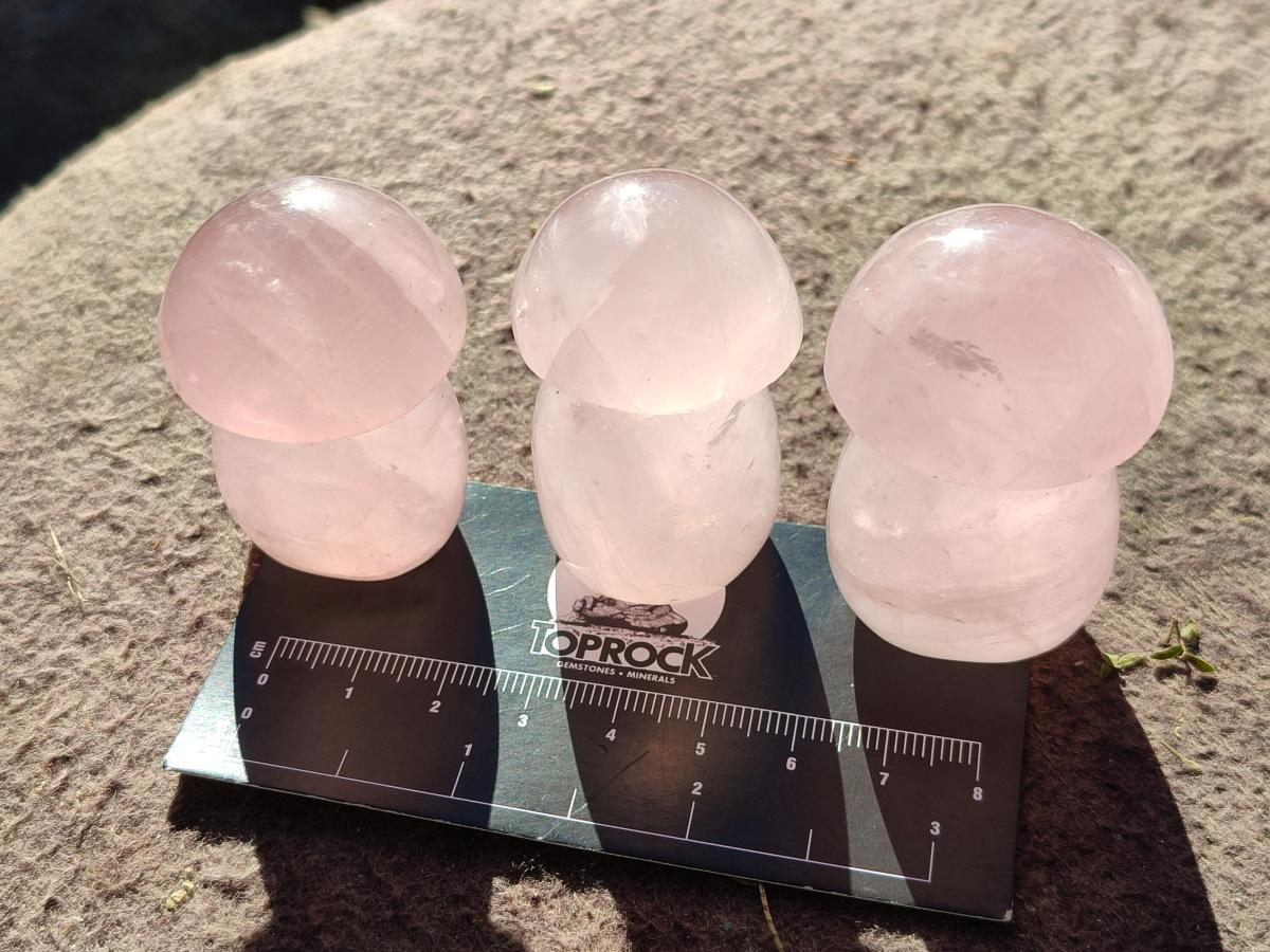 Polished Gemmy Rose Quartz Mushrooms x 24 From Madagascar - Toprock Gemstones and Minerals 