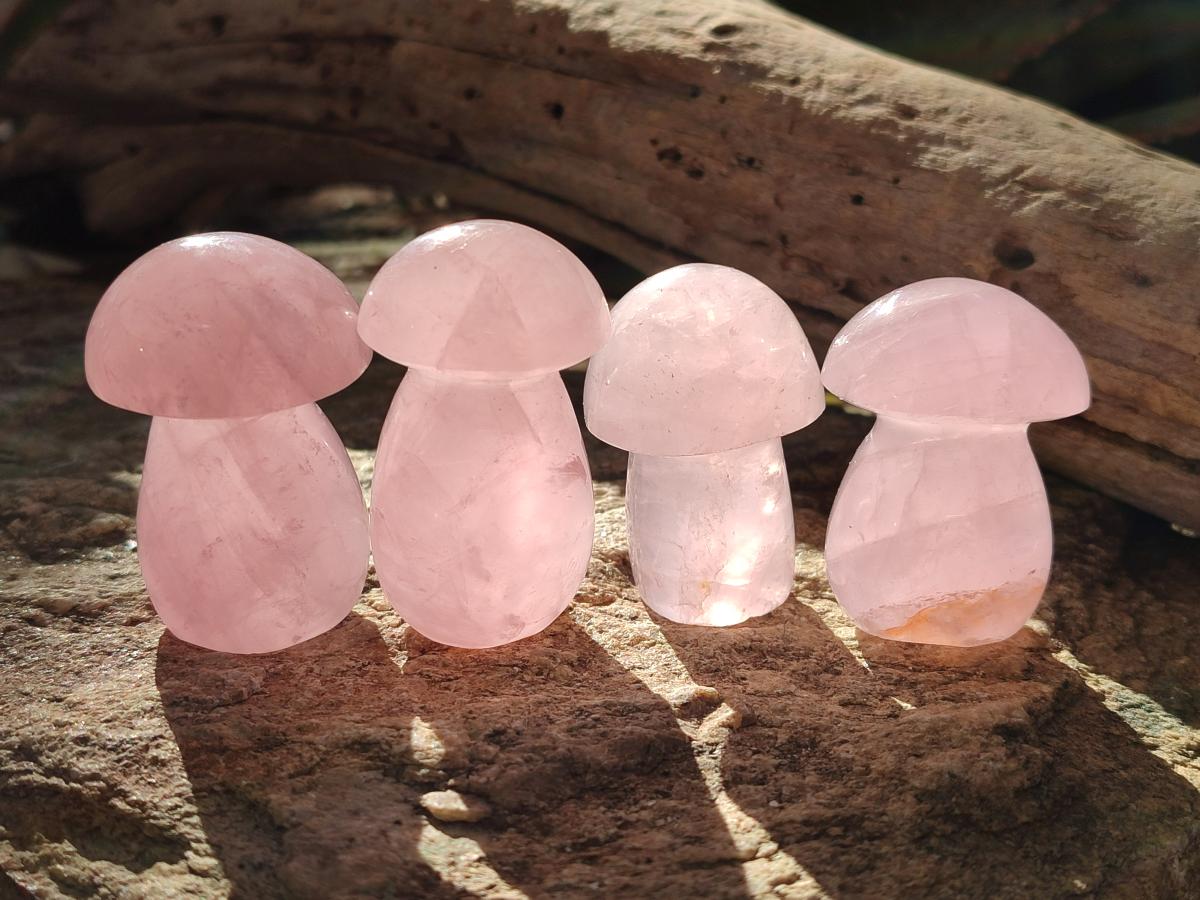 Polished Gemmy Rose Quartz Mushrooms x 24 From Madagascar - Toprock Gemstones and Minerals 
