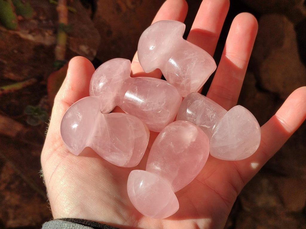 Polished Gemmy Rose Quartz Mushrooms x 24 From Madagascar - Toprock Gemstones and Minerals 