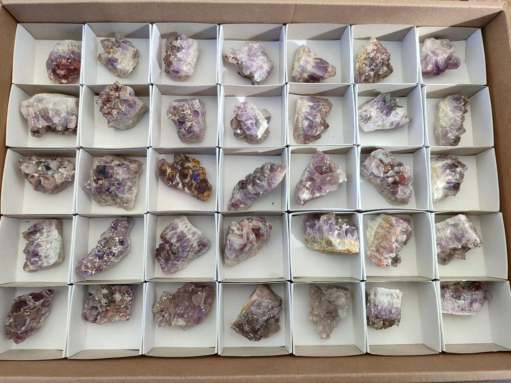 Natural Small Rare Amethyst Asylum Quartz Clusters x 35 From Luena, Congo - Toprock Gemstones and Minerals 
